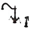 Kingston Brass KS1235PLBS 2-Handle Kitchen Faucet W/Brass Sprayer & 8" Plate, Bronze KS1235PLBS - alternate 1